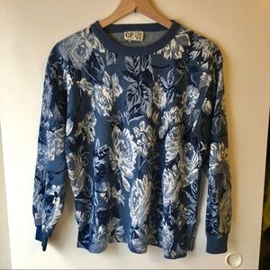 Vintage Blue Floral Sweater